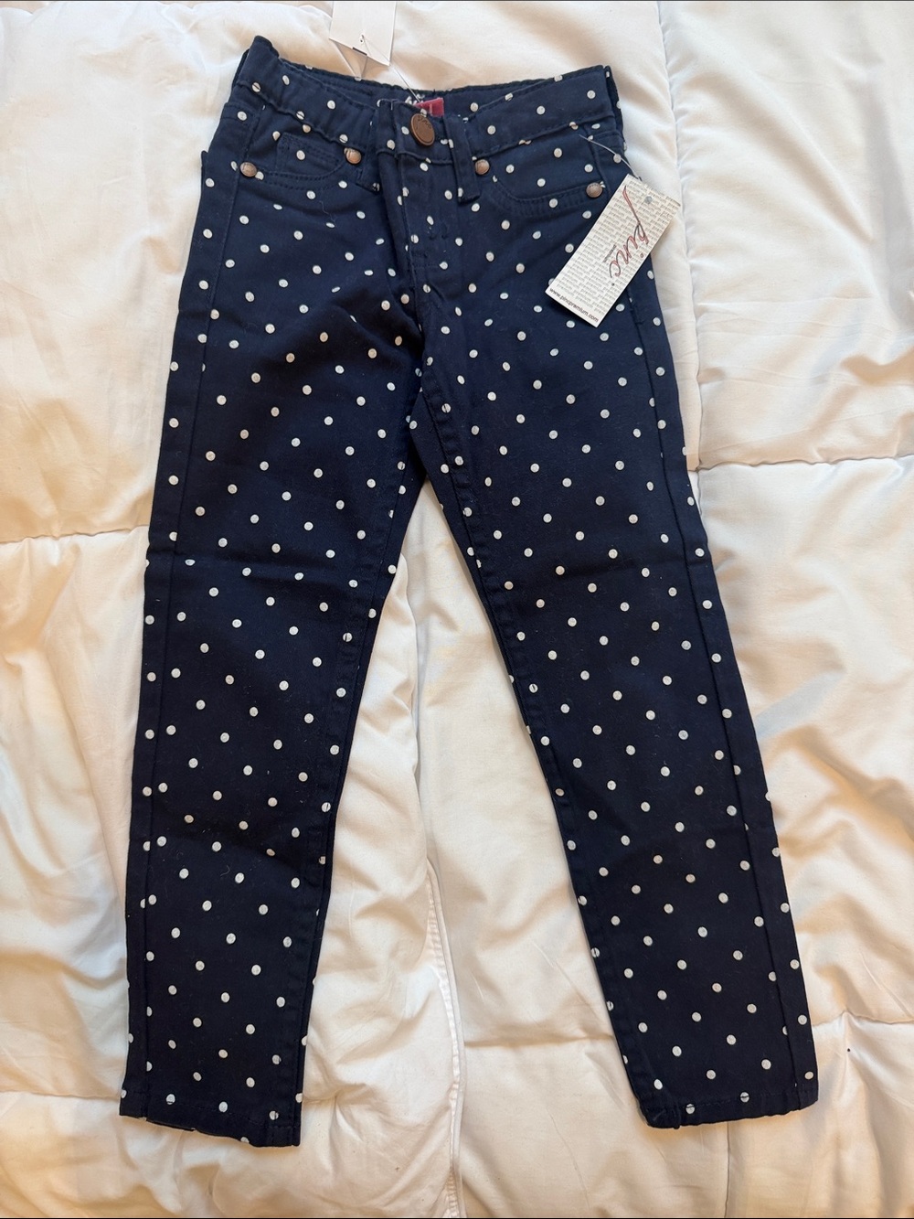 BNWT PINC Navy Polka Dot Girls Skinny Jeans SIZE 4